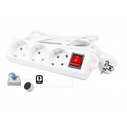 Reportofon cu Activare Vocala (140 ore) Integrat in Prelungitor 220V Clasic [YM41]