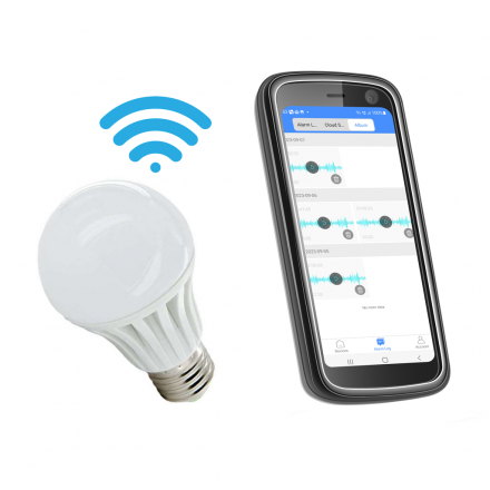 Bec 12W - Cu Microfon & Reportofon Wi-Fi 128GB - Redare In Timp Real - Inregistrare si Redare de la orice distanta, prin internet - Aplicatie iOS / Android [F4]