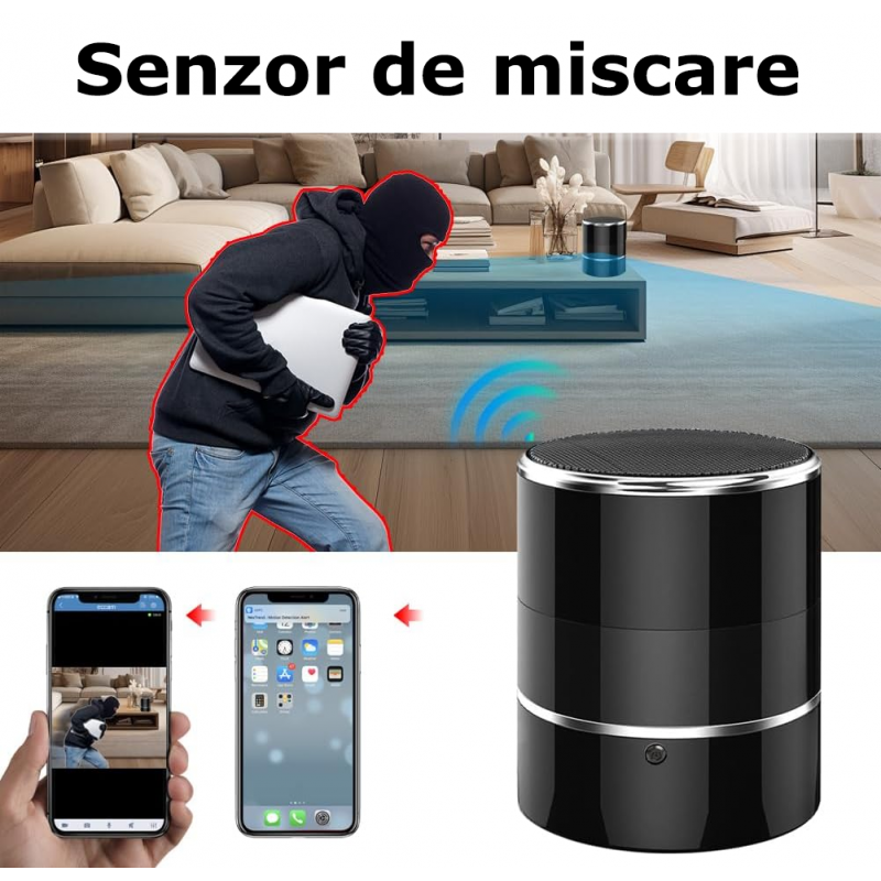 Boxa Bluetooth Portabila cu Camera Wi-Fi FULL HD 1080P - Lentila Rotativa - Redare video in timp real de la orice distanta [XWIF]
