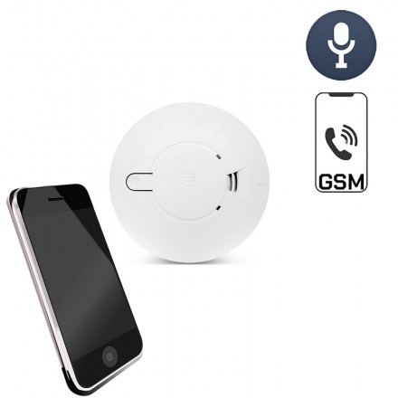 Microfon Profesional cu Cartela GSM NanoSim, cu Activare Vocala, Integrat in Senzor de Fum Fals - Apelezi si asculti! [MI8]